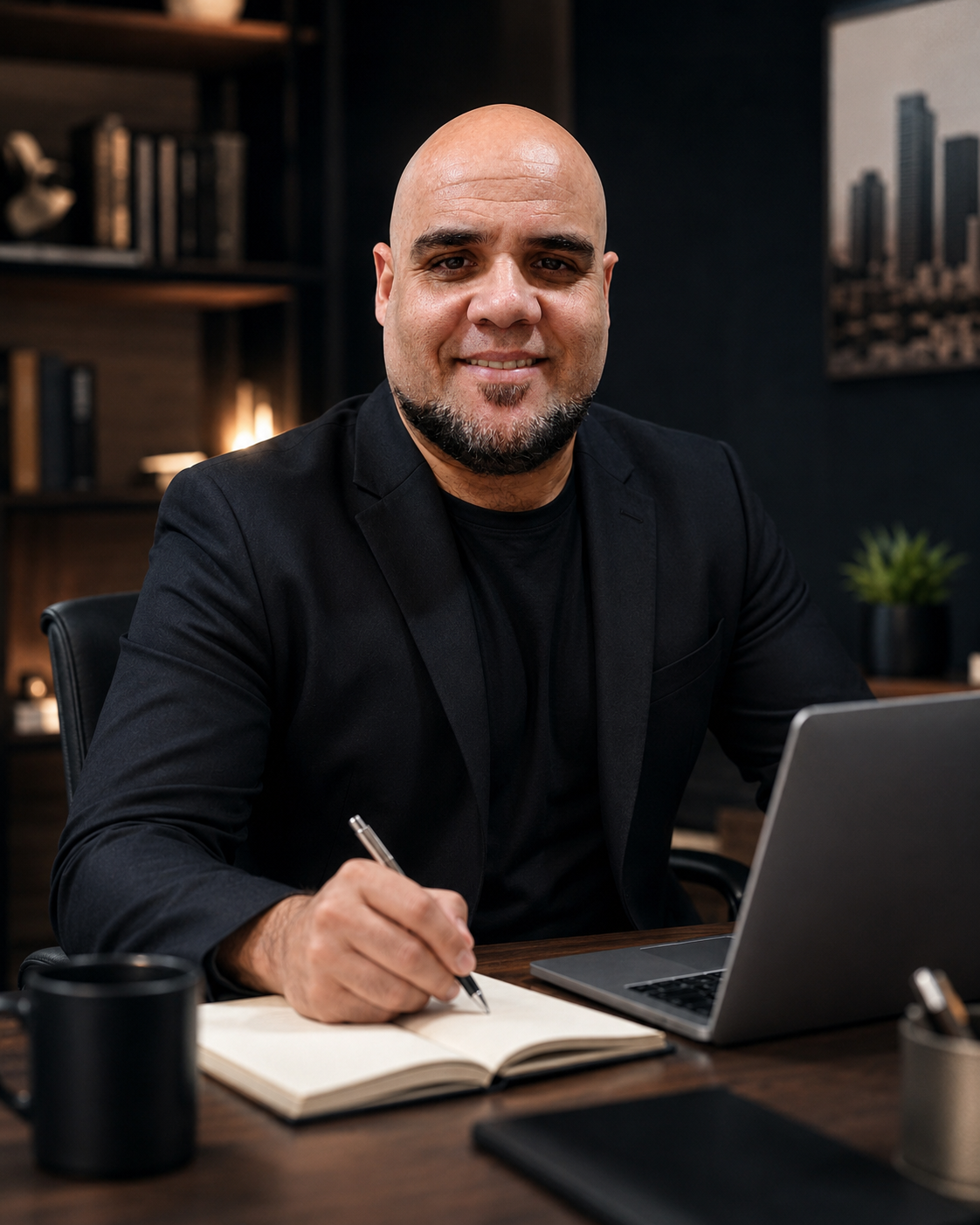 Alexandre Navarro trabalhando em um diagnóstico empresarial
